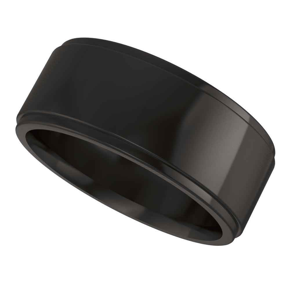 Zirconium 8 mm Stepped-Edge Comfort-Fit Flat Band Size 10
