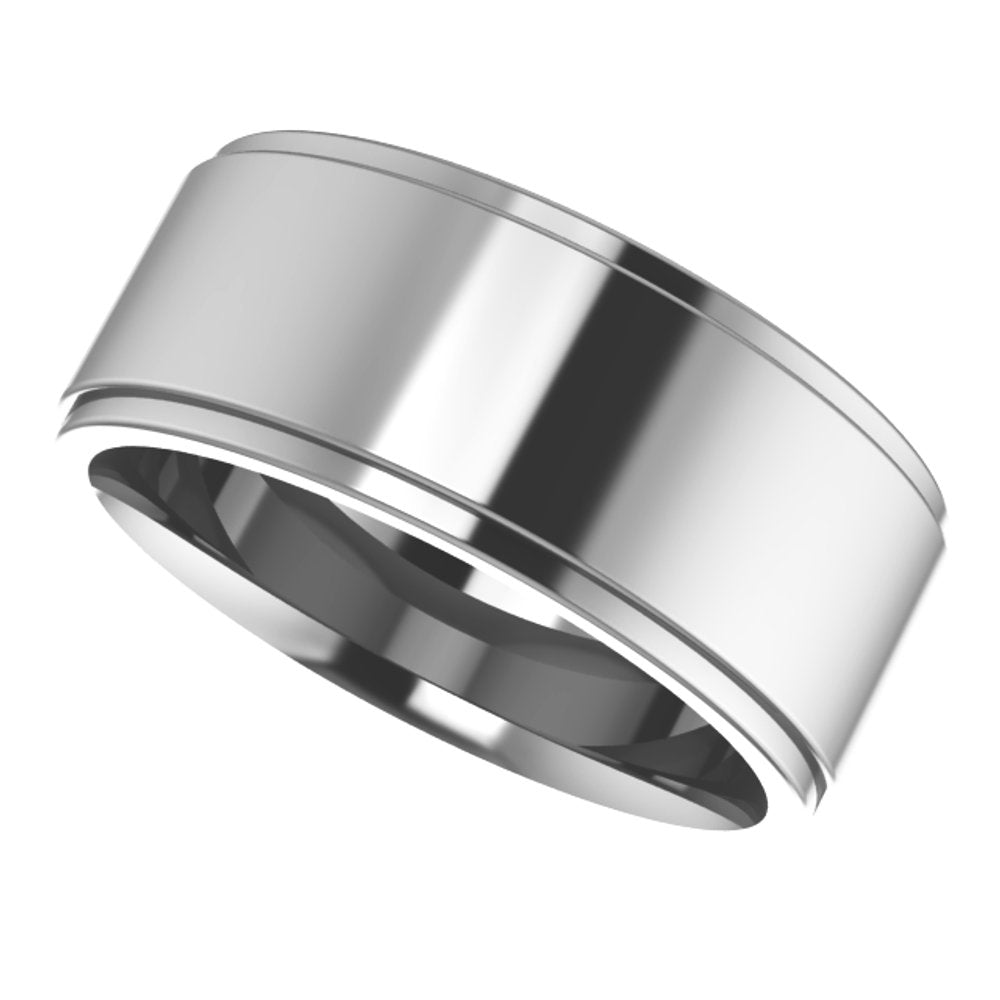 Cobalt 8 mm Stepped-Edge Comfort-Fit Flat Band