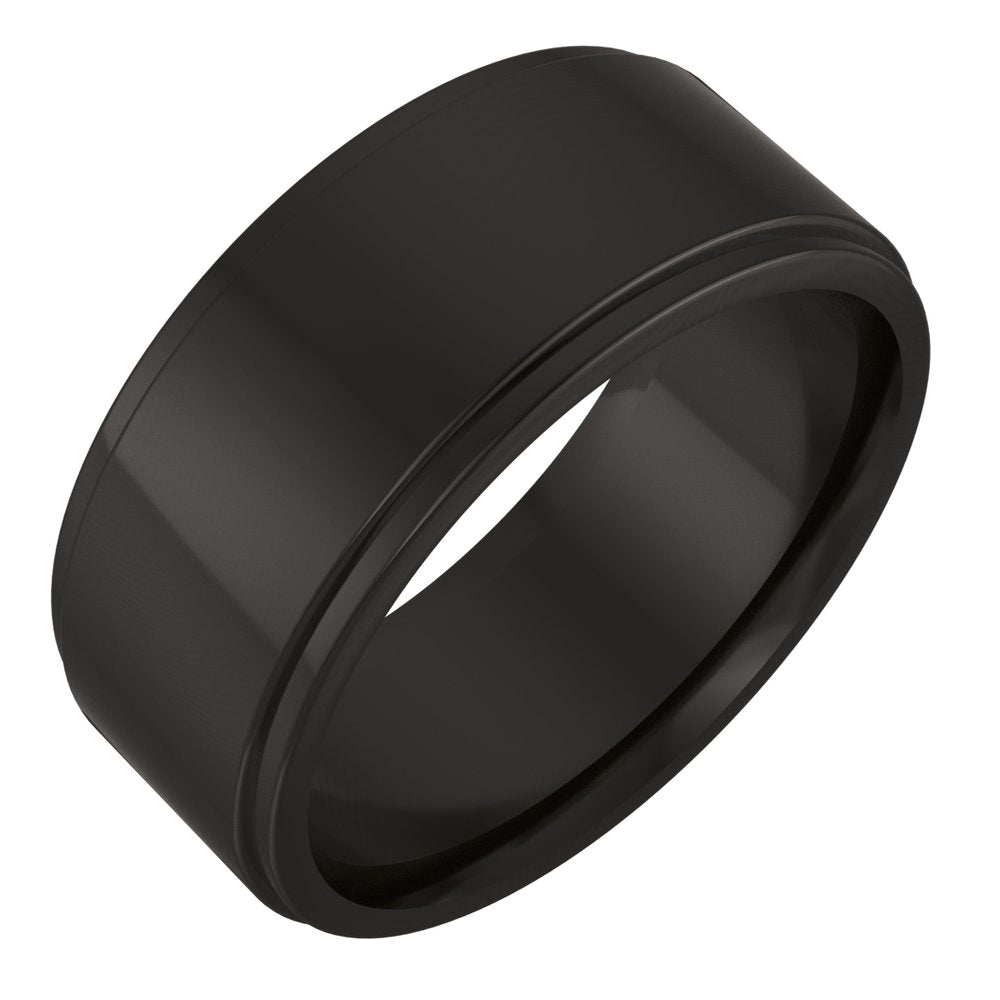 Zirconium 8 mm Stepped-Edge Comfort-Fit Flat Band Size 10