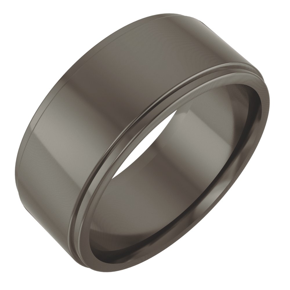 Titanium 8 mm Stepped-Edge Comfort-Fit Flat Band Size 8