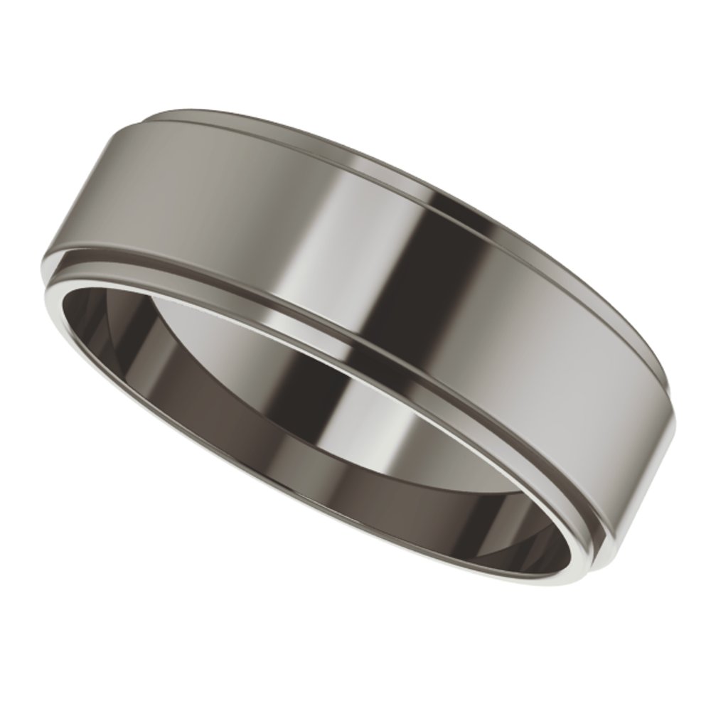 Titanium 6 mm Stepped-Edge Flat Band Size 8