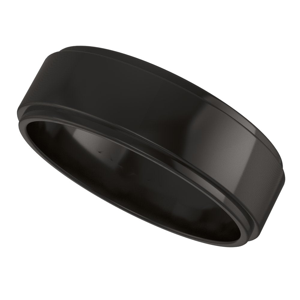 Zirconium 6 mm Stepped-Edge Flat Band Size 7.5