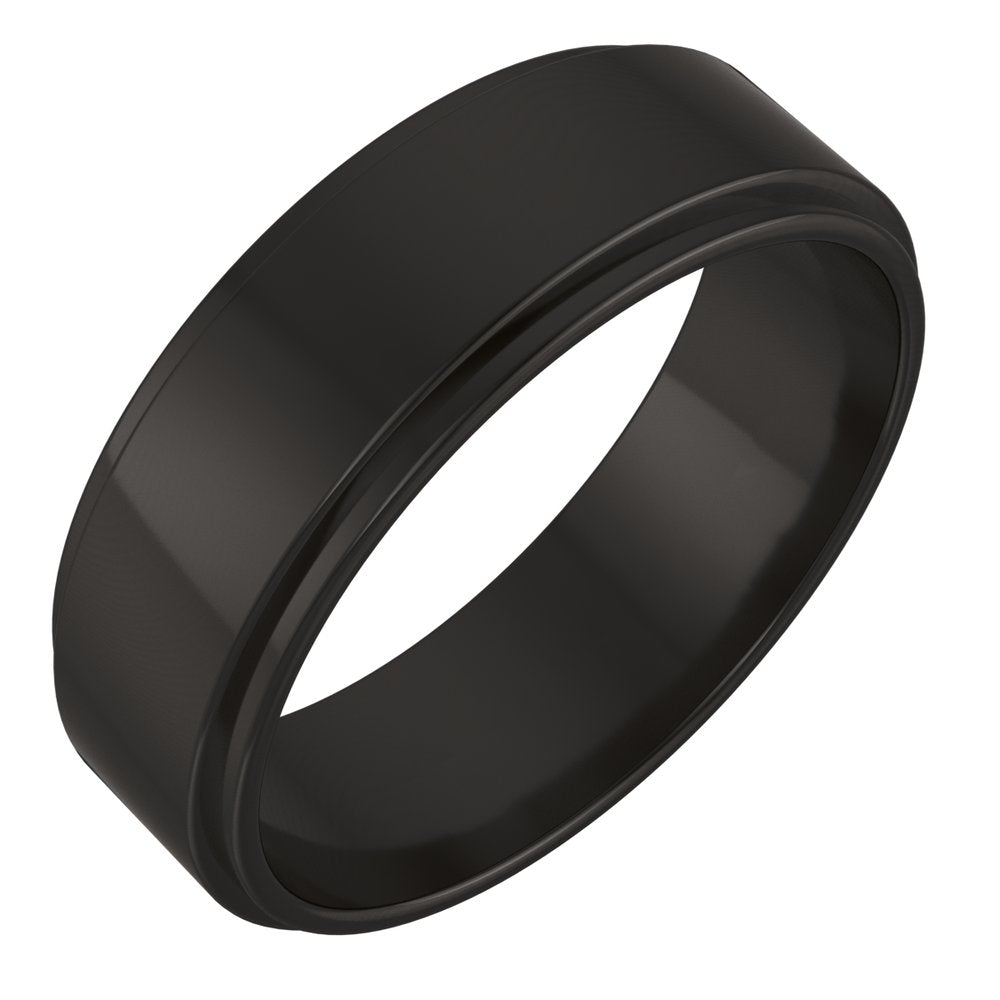 Zirconium 6 mm Stepped-Edge Flat Band Size 7.5