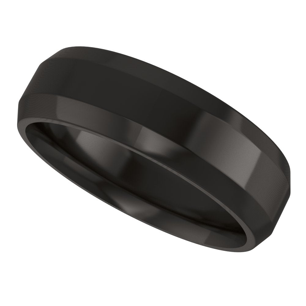 Zirconium 6 mm Beveled-Edge Comfort-Fit Flat Band Size 7
