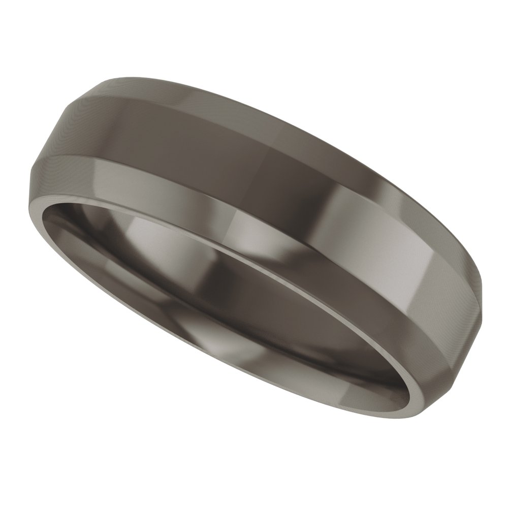 Titanium 6 mm Beveled-Edge Comfort-Fit Flat Band Size 7