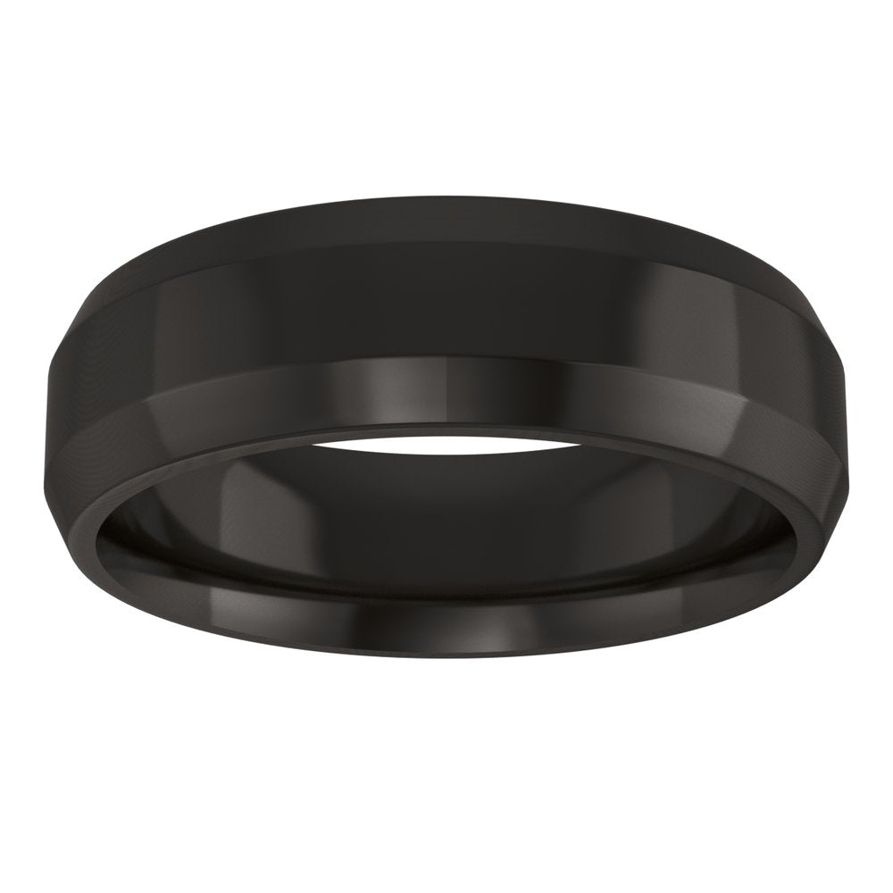 Zirconium 6 mm Beveled-Edge Comfort-Fit Flat Band Size 7