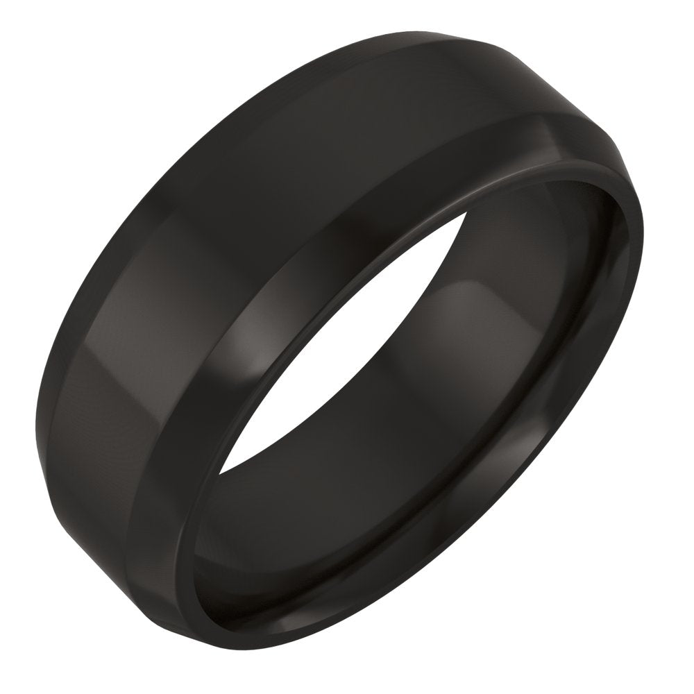 Zirconium 7 mm Beveled-Edge Comfort-Fit Flat Band Size 10