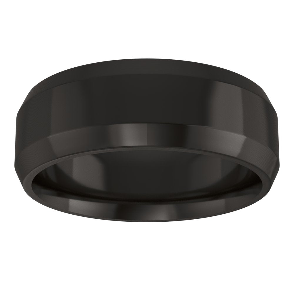 Zirconium 7 mm Beveled-Edge Comfort-Fit Flat Band Size 10
