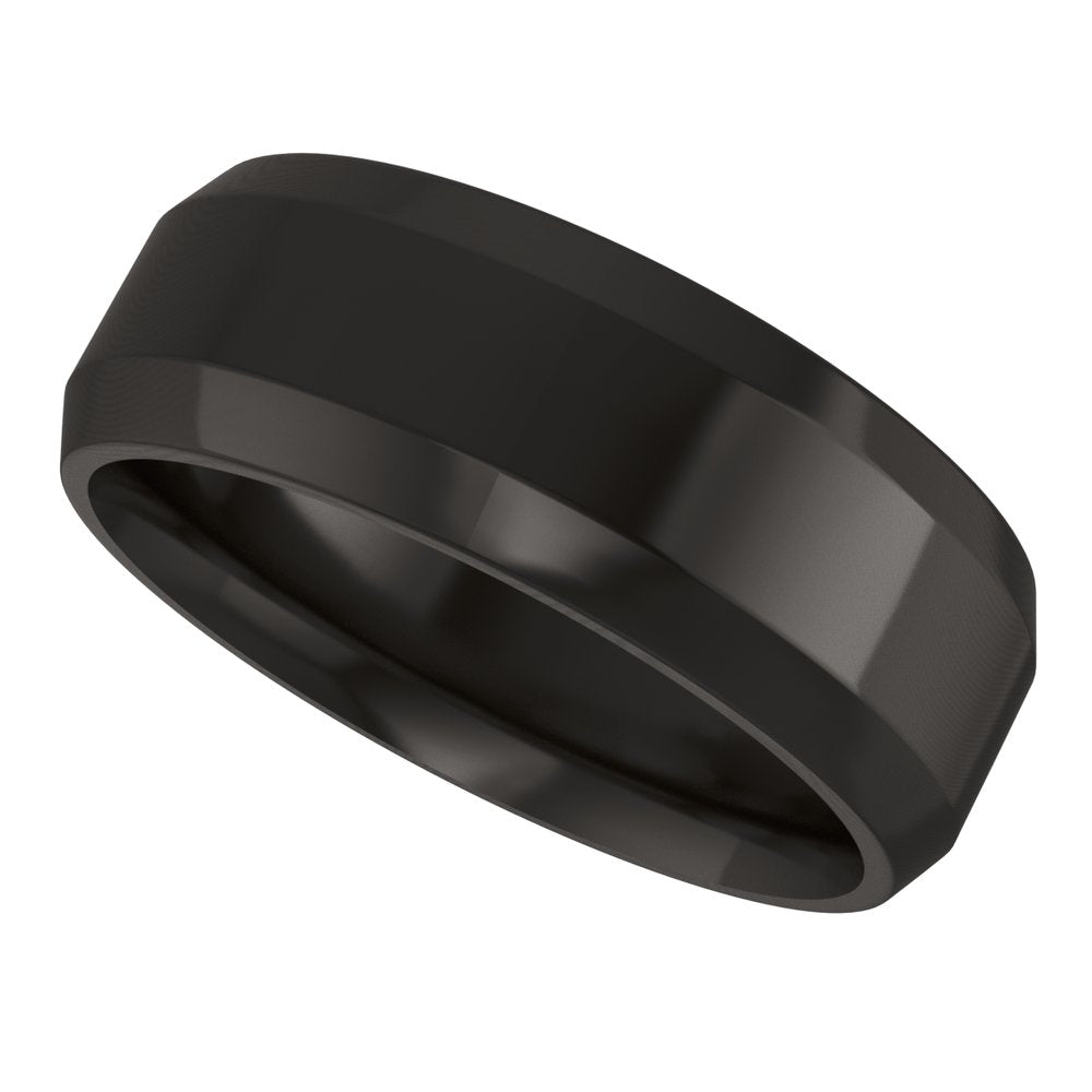 Zirconium 7 mm Beveled-Edge Comfort-Fit Flat Band Size 10