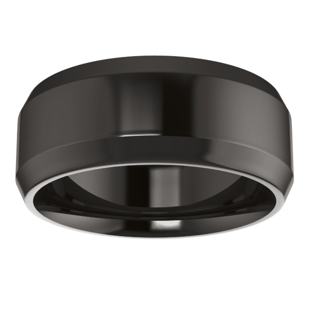 Zirconium 8 mm Beveled-Edge Comfort-Fit Flat Band Size 9.5