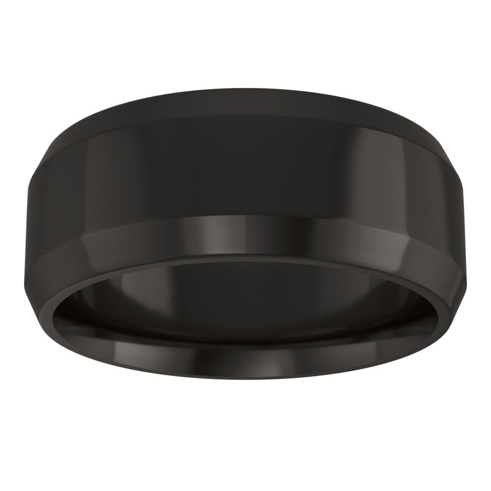 Zirconium 8 mm Beveled-Edge Comfort-Fit Flat Band Size 9