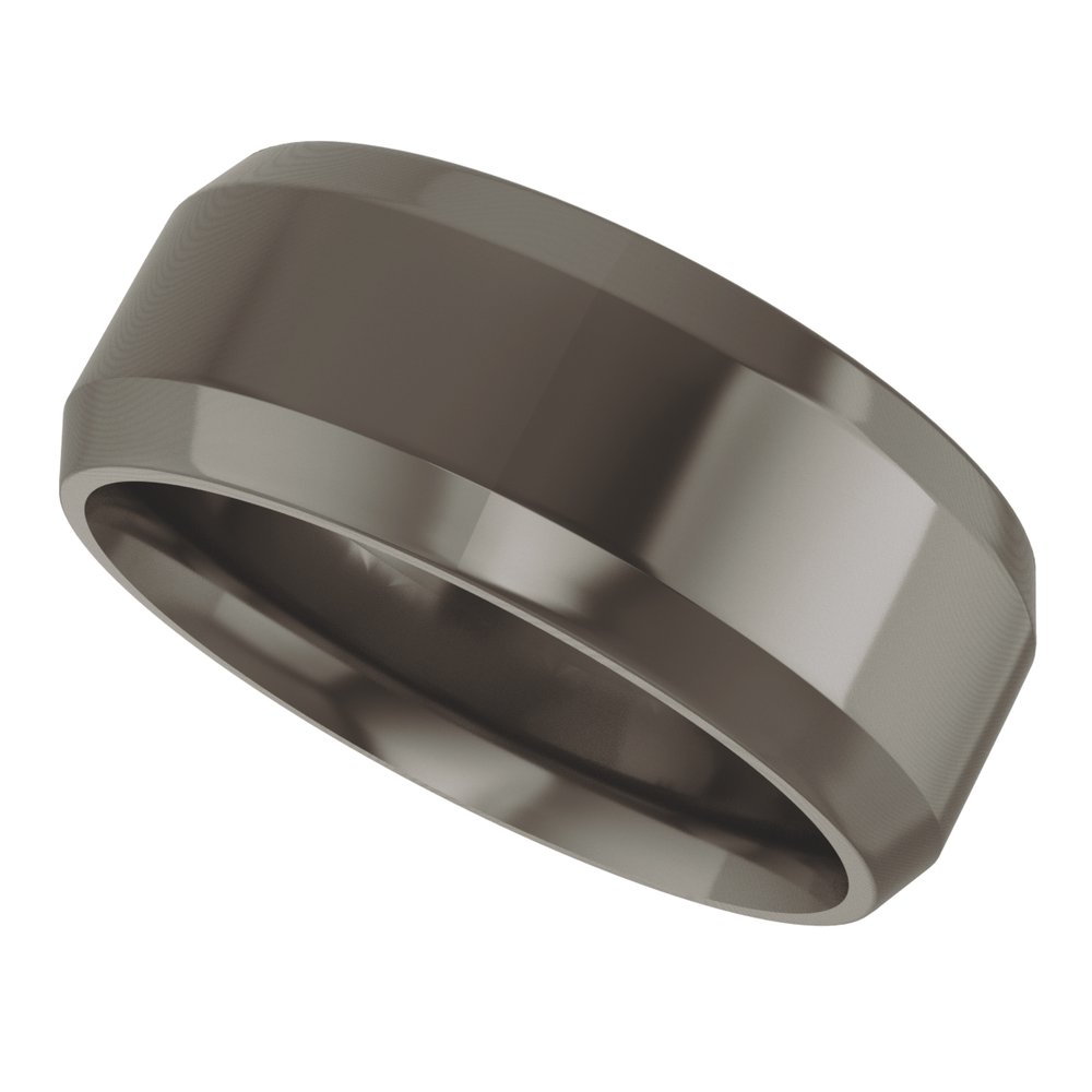 Titanium 8 mm Beveled-Edge Comfort-Fit Flat Band Size 8.5