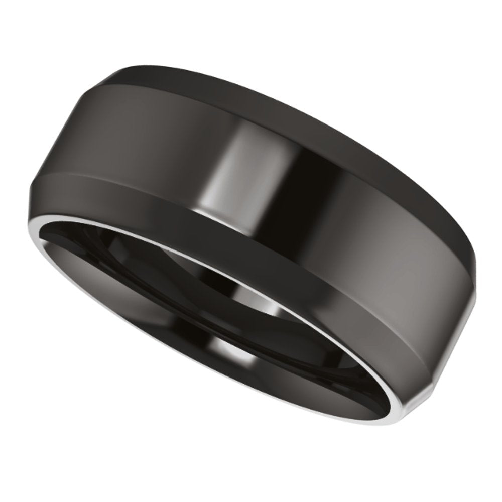 Zirconium 8 mm Beveled-Edge Comfort-Fit Flat Band Size 9.5