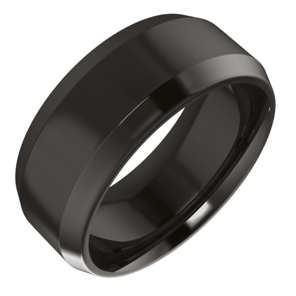 Zirconium 8 mm Beveled-Edge Comfort-Fit Flat Band Size 9.5