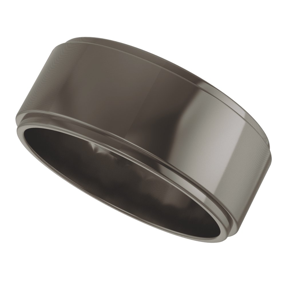 Titanium 8 mm Stepped-Edge Flat Band Size 9
