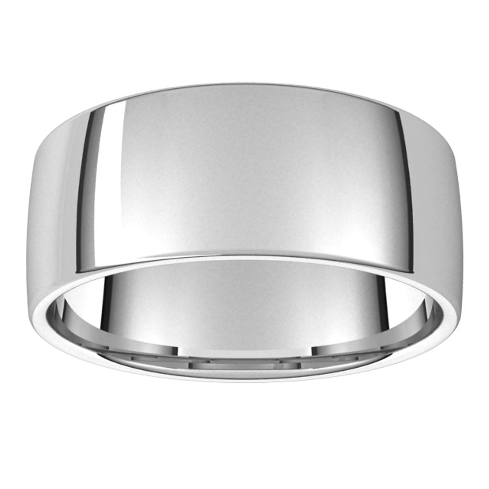 14K White Gold 9 mm Lightweight Comfort-Fit European-Style Band Size 8