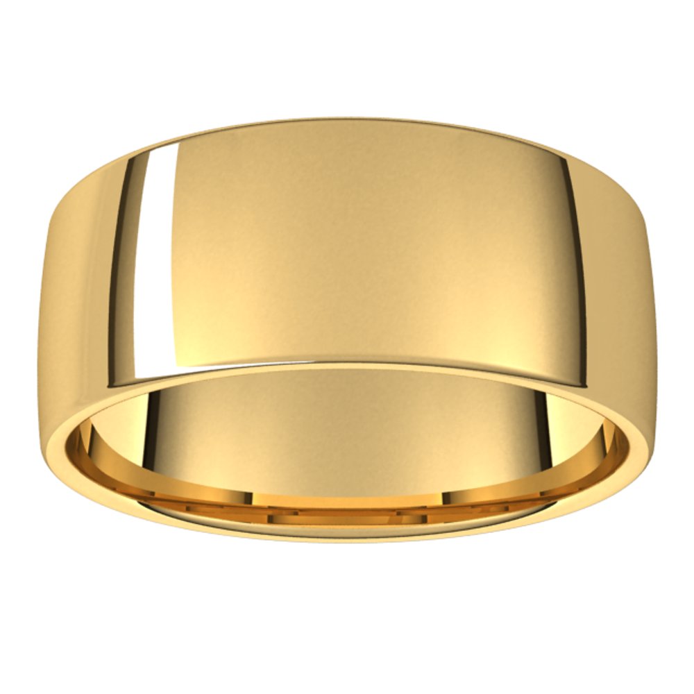 14K Yellow 9 mm Lightweight Comfort-Fit European-Style Band Size 7.5