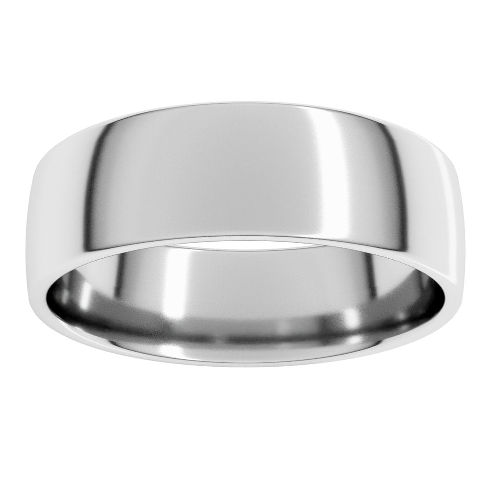 14K White Gold 7 mm Lightweight Comfort-Fit European-Style Band Size 8