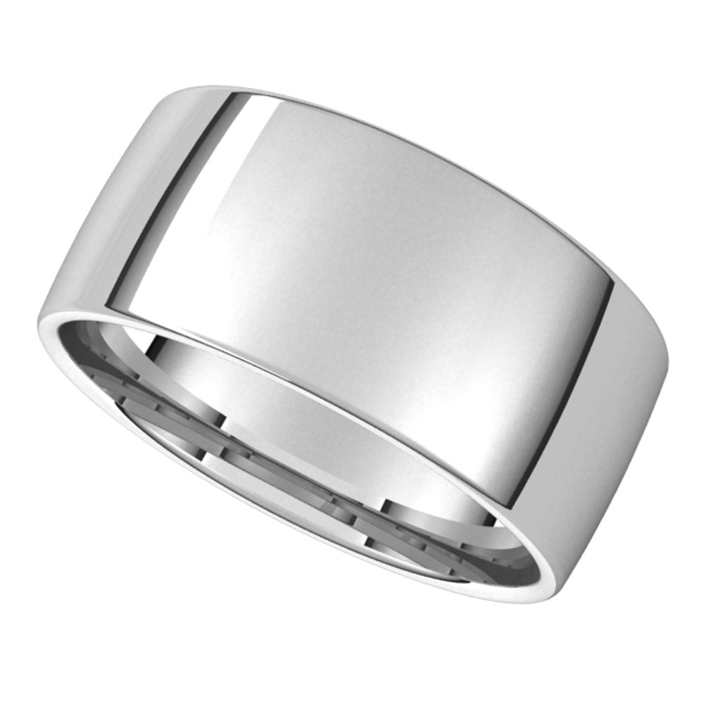 Platinum 10 mm Lightweight Comfort-Fit European-Style Band Size 10.5