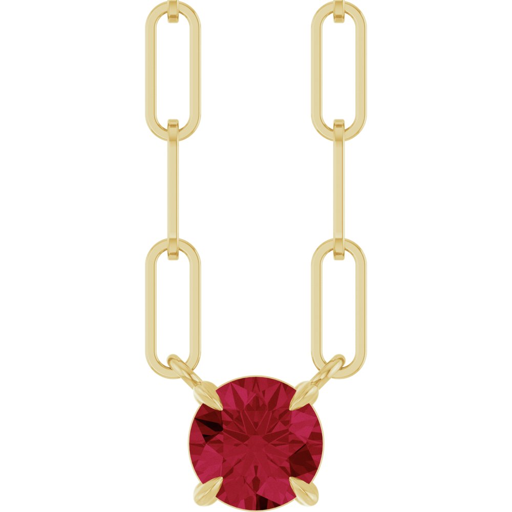 14K Yellow Lab-Grown Ruby 18" Necklace