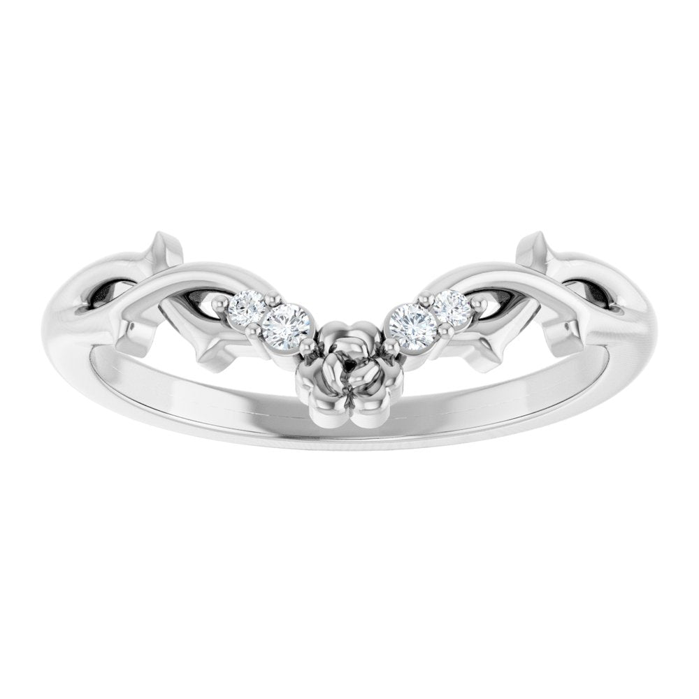 14K White Gold .04 CTW Natural Diamond Floral Contour Band