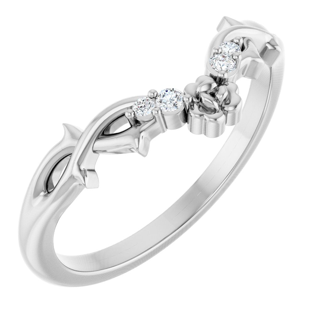 14K White Gold .04 CTW Natural Diamond Floral Contour Band