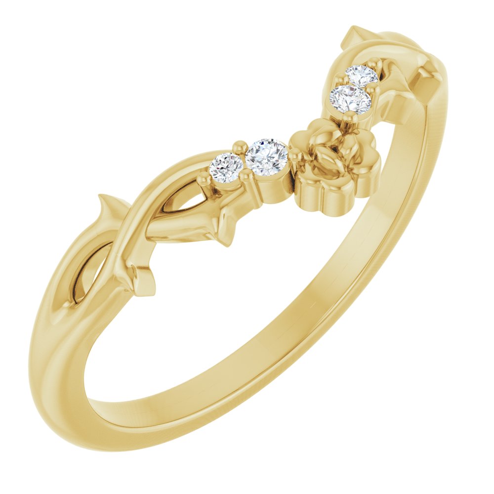 14K Yellow Gold .04 CTW Natural Diamond Floral Contour Band