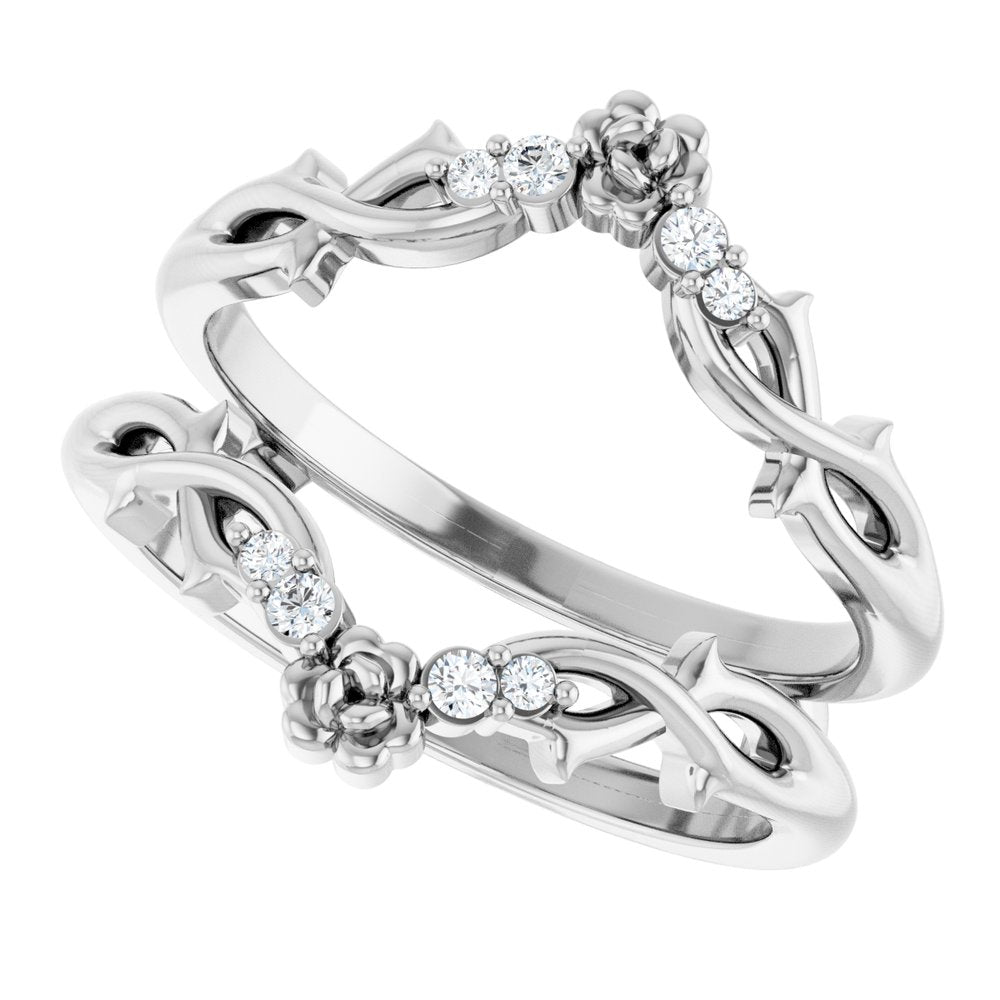 14K White .08 CTW Natural Diamond Ring Guard