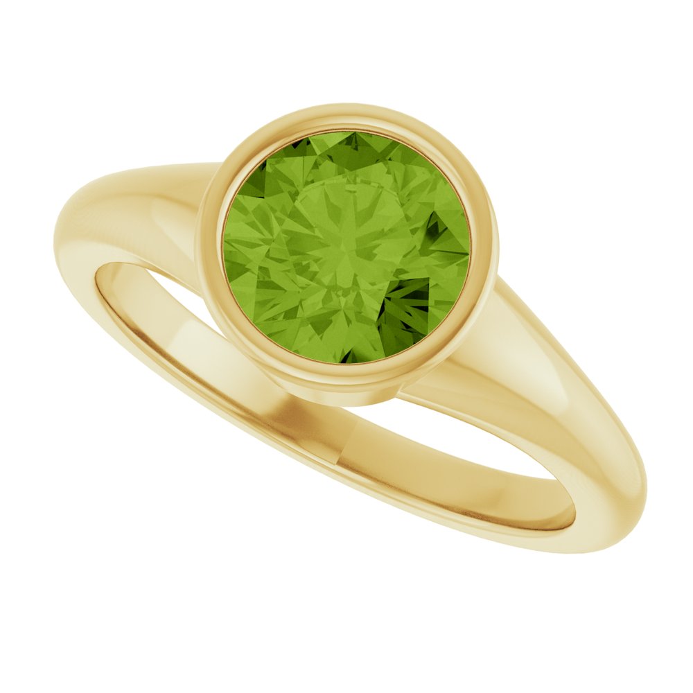 14K Yellow Natural Peridot Ring