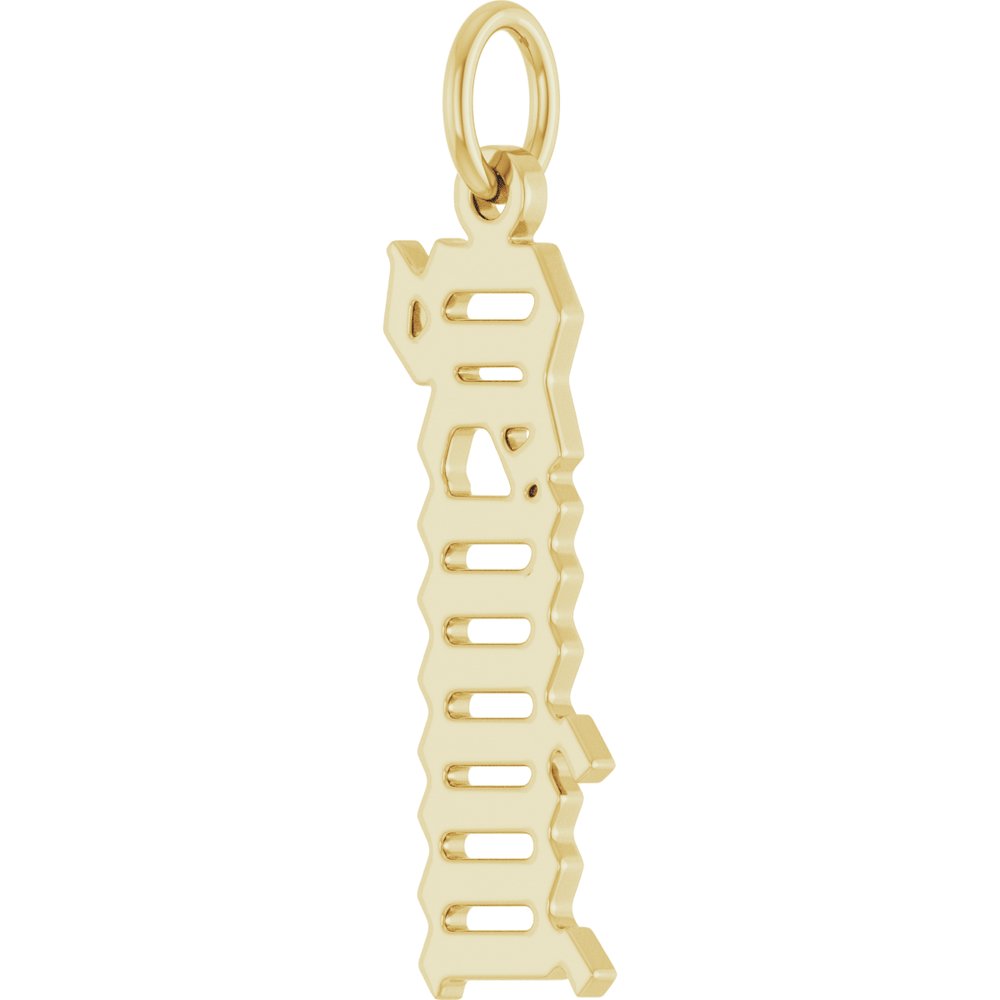 14K Yellow Gothic Gemini Pendant