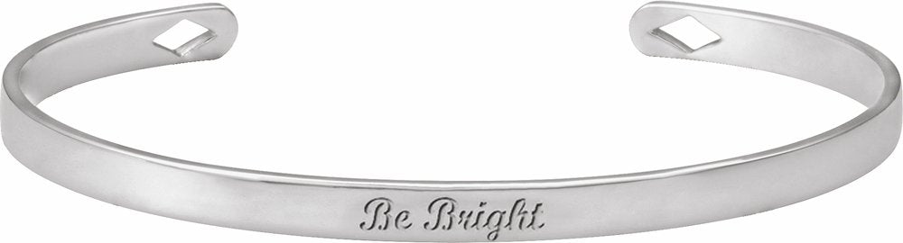 Sterling Silver Engravable Pierced Diamond Cuff 7" Bracelet