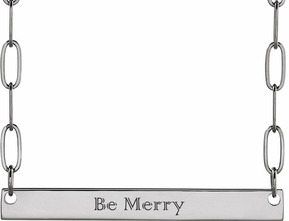 14K White Engravable Bar 16" Necklace