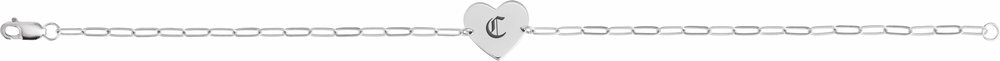 14K White Gold Engravable Heart 7" Bracelet