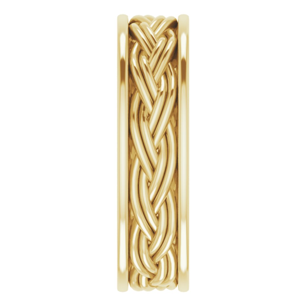 14K Yellow Gold 6.5 mm Woven-Design Comfort-Fit Flat Band Size 11