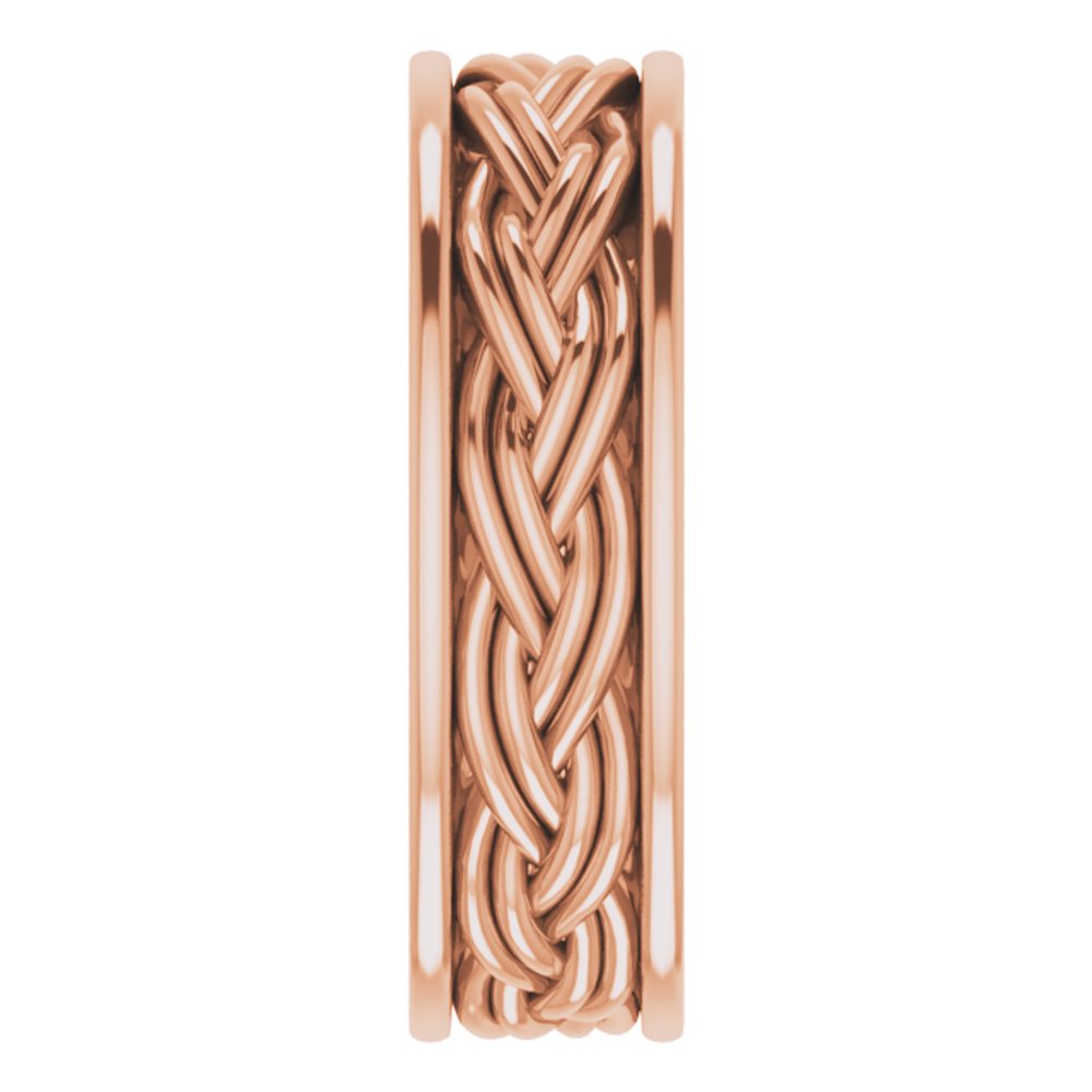 14K Rose Gold 4.45 mm Woven-Design Comfort-Fit Flat Band Size 9
