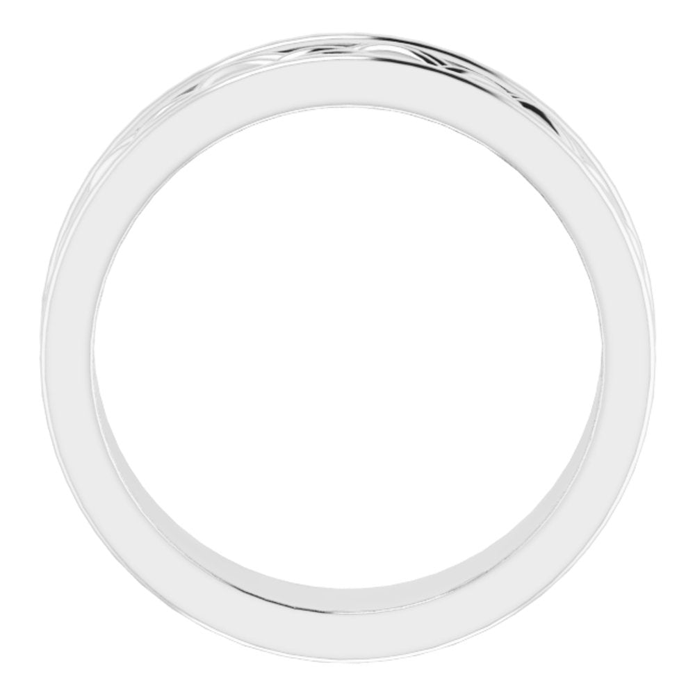 14K White Gold 4.45 mm Woven-Design Comfort-Fit Flat Band Size 8