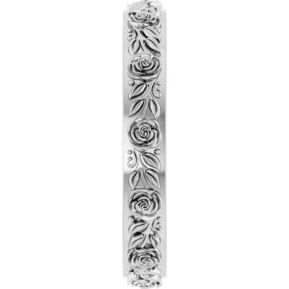 Sterling Silver 2.7 mm Floral Flat Band Size 7