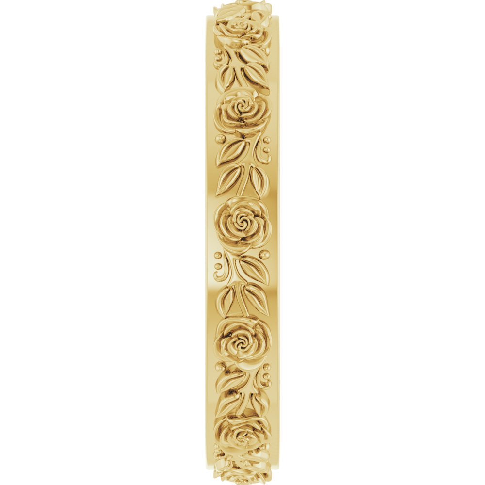 14K Yellow Gold 2.7 mm Floral Flat Band Size 7