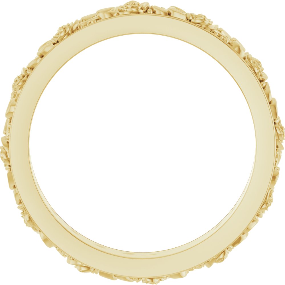 14K Yellow Gold 2.7 mm Floral Flat Band Size 7