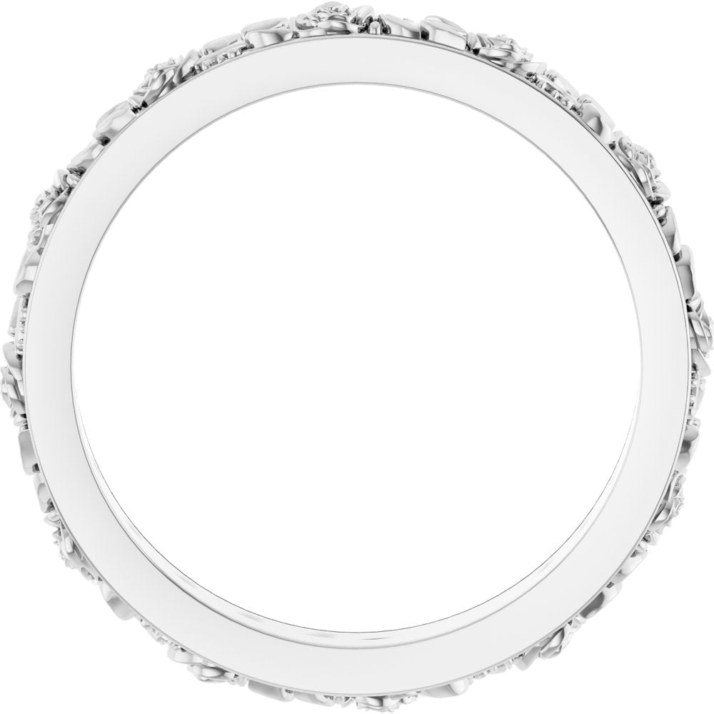 10K White 2.7 mm Floral Flat Band Size 7