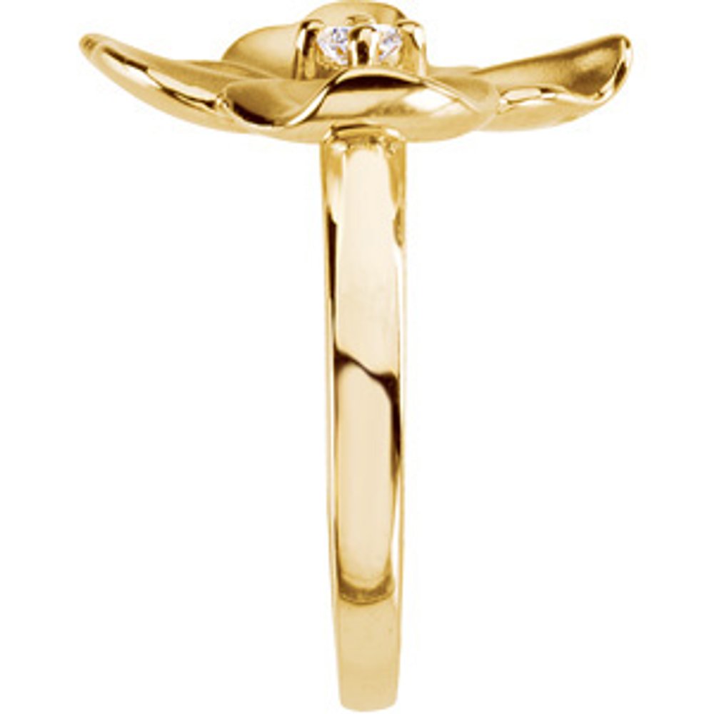 14K Yellow 1/10 CT Natural Diamond Flower Ring