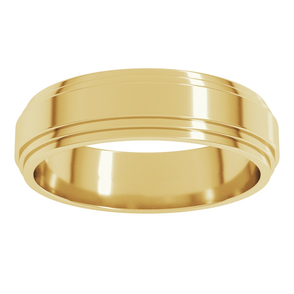 14K Yellow Gold 6 mm Double Stepped-Edge Flat Band Size 10.5