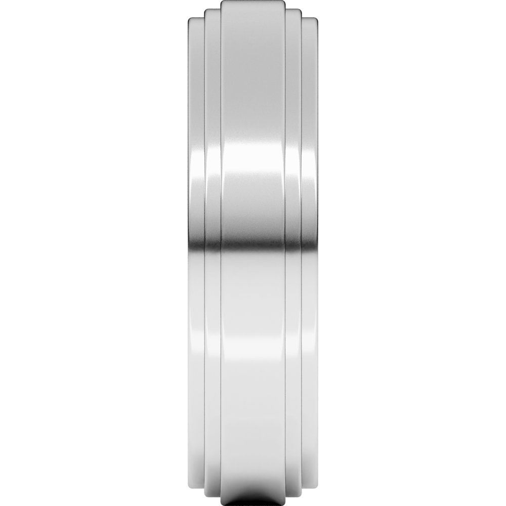 10K White Gold 6 mm Double Stepped-Edge Flat Band Size 4