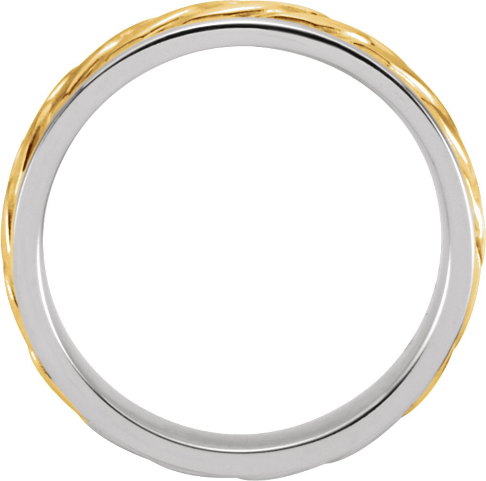 14K White/Yellow 5 mm Hand-Woven Comfort-Fit Flat Band Size 8.5