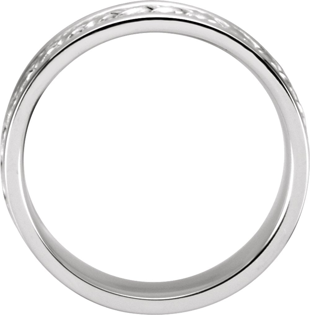 14K White 6.75 mm Rope Hand-Woven Comfort-Fit Flat Band Size 11.5