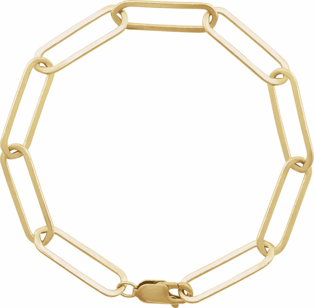14K Yellow Gold 6.2 mm Paperclip-Style 7" Chain