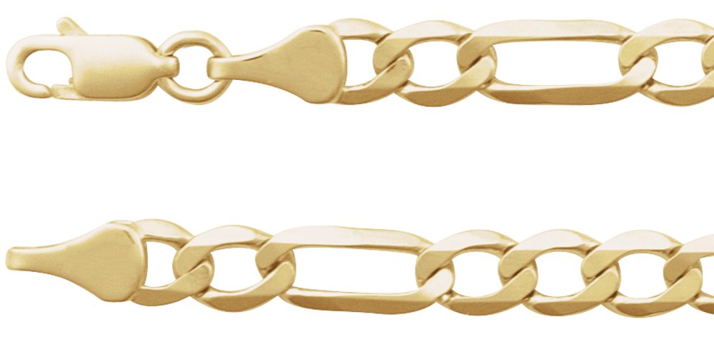 14K Yellow Gold 5.1 mm Figaro 18" Chain