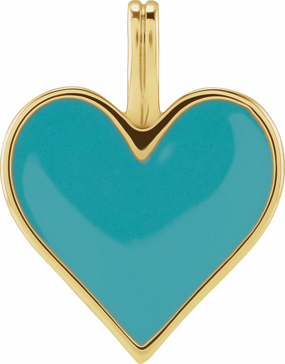 14K Yellow Gold Light Turquoise Enamel Heart Pendant