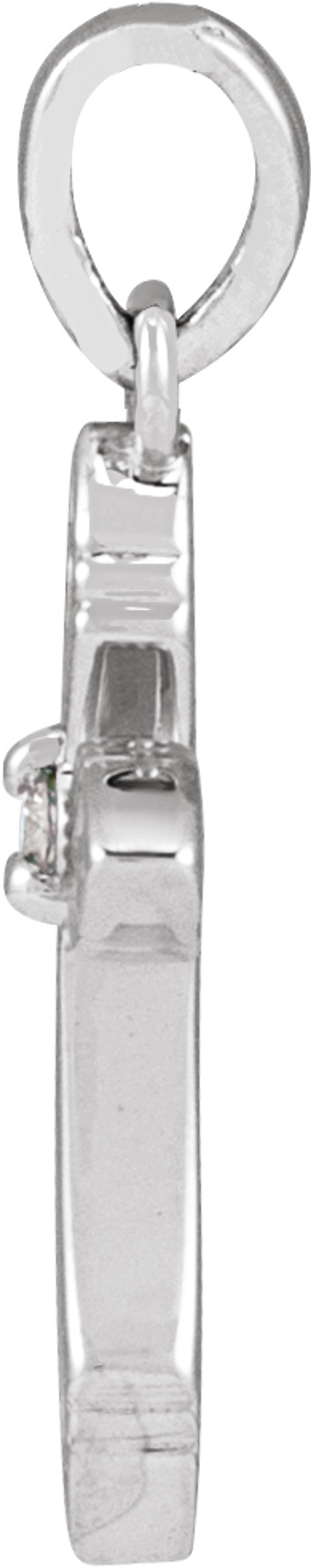 14K White Gold .015 CT Natural Diamond Cross Pendant