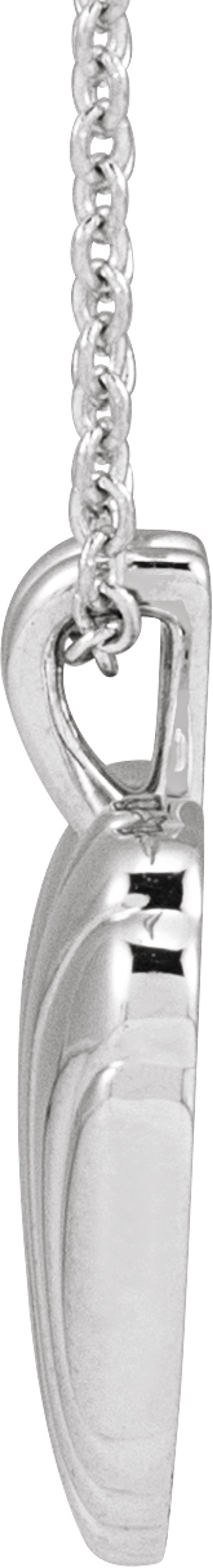 Sterling Silver Ribbed Heart 16-18" Necklace
